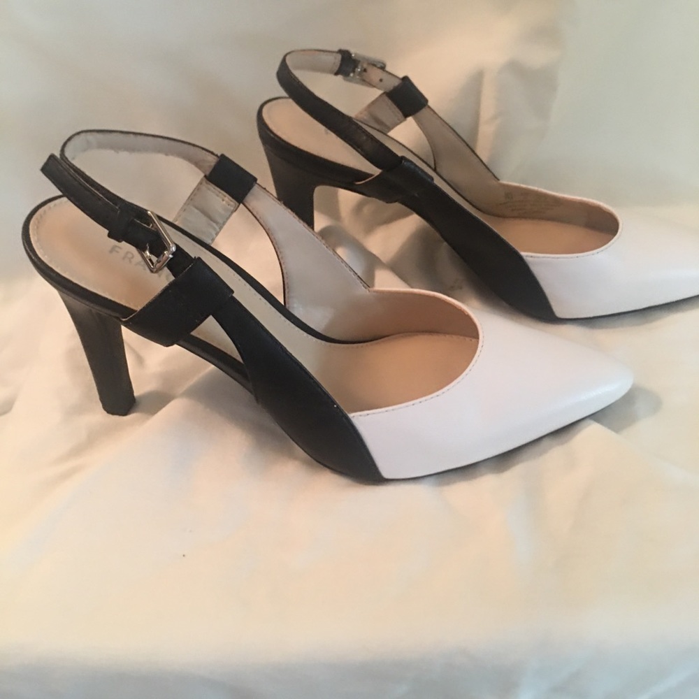 Black (dark navy) and white sling back
